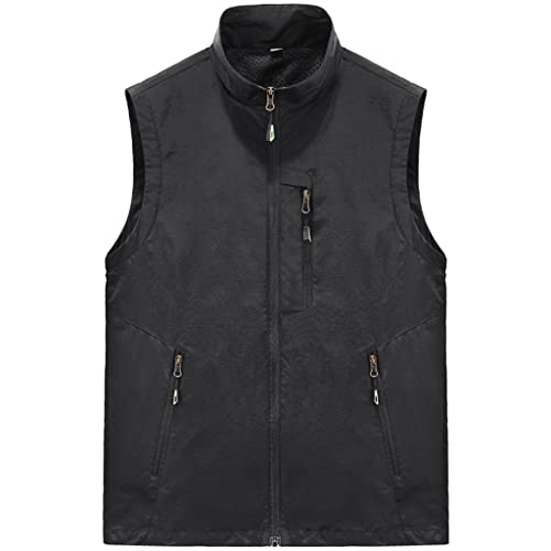 Gilet multi-poches pour homme veste outdoor décontractée noire