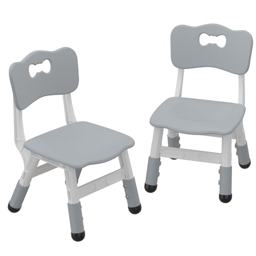 Image of GAOMON Kids Chair, 3 Level Height Adjustable Kid Chair, Plastic Toddler Chairs for Children Boys Girls Age 2-6, Suitable for Home Family Classroom Nursery Indoor Use (2 Pack, Dark Grey)