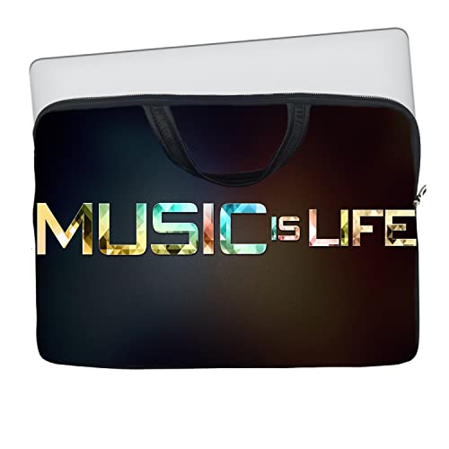Image of TheSkinMantra Chain Laptop Sleeve Bag Compatible with Laptop /Macbooks /Chrombook /Notebook /Zbook (14.1 Inch (Handle), Music is Life)