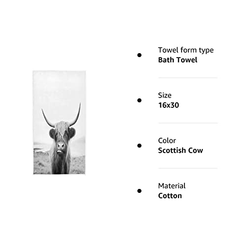 Wamika Funny Scottish Cow Hand Bath Towel Shower Towels Set Highland Bull Farmhouse Country Style Kitchen Hanging Gym Fingertip Bathroom Towel Highly Absorbent #TOP5