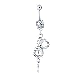 Bling Jewelry CZ Handcuff Key Belly Ring Secret Shades Stainless Steel 14G