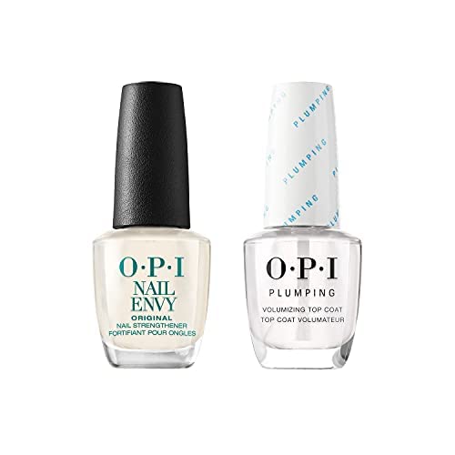 OPI Best Seller Nail Care Bundle, Nail Envy Nail Strengthener Treatment & Plumping Volumizing Nail Top Coat, 0.5 fl ozÂ each