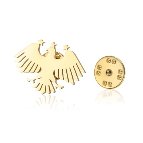 Dreamtimes Broche pour femme et homme avec l'aigle de Syrie broche vintage en acier inoxydable représentant l'aigle de Saladin bijou ethnique issu du patrimoine arabe syrien (Or)
