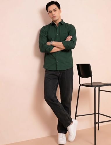 Image of DOXIC Men's Cotton Shirt with Spread Collar Neck Full Sleeves Classic Style Solid Pattern Regular Fit and Standard Length | Formal & Casual Wear Shirts