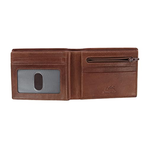 Mancini Bellagio Top Grain Leather RFID Secure Center Wing Billfold with Coin Pocket, Brown, One Size (2020183-BN)4