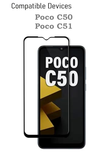 Image of DD SON Premium HD+ Tempered Glass Screen Protector Guard Compatible For Poco C50,C51 | Edge to Edge Coverage With Easy installation kit for Smartphone