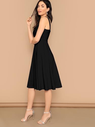 Image of Aahwan Women's Black Fit and Flare Midi Dress