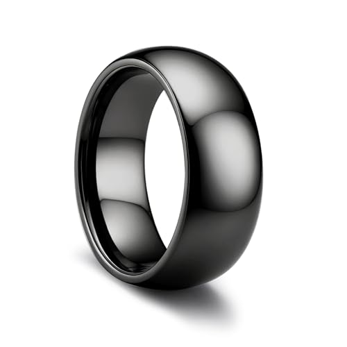 Image of ORAZIO Stainless Steel Rings for Men Women 6MM 8MM Wedding Band Rings Silver /Black /Gold Domed High Polished Basic Wedding Bands Comfort Fit Size 6-14
