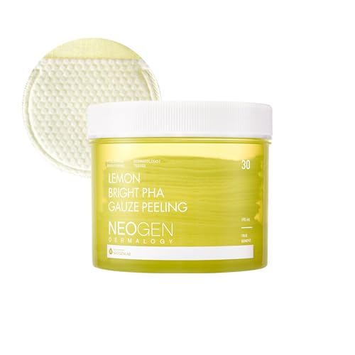 NEOGEN Lemon PHA Gauze Peeling Pads (30 pads) - Exfoliating Peeling Pad with AHA, BHA, PHA, LHA & Lemon & Glutathione & Niacinamide - Korean Skin Care