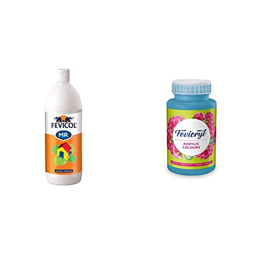 Image of Acrylic Colour Sky Blue (500ml) and Fevicol MR 1 kg | Combo pack for DIY | Art & Craft Kit | For bold & vibrant creativity | Suitable for Kids and Artists