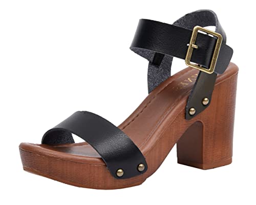 Dunes Women's Sydney Faux Wood Sandal +Memory Foam & LiteSole Technology2