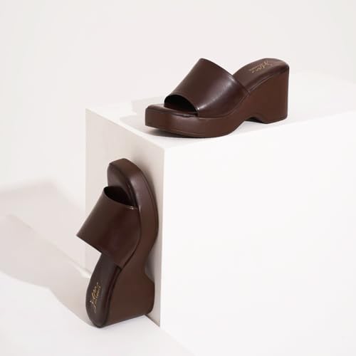 Image of JM LOOKS Women's Wedge Sandals - Open Toe Slip-On with Comfortable Sole | Stylish & Easy to Daily and Casual Outfits