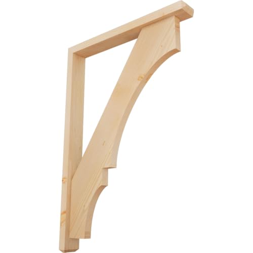 3 1/2"W x 28"D x 40"H Balboa Craftsman Smooth Bracket w/Offset Brace, Douglas Fir