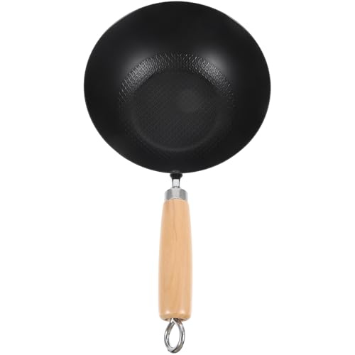 BESPORTBLE Petit Wok Antiadhésif En Acier Forgé 14.56X7.09In Pour Cuisinière À Gaz Poêle Wok Japonais Polyvalent Ustensiles De Cuisine Pour Barbecue Et...