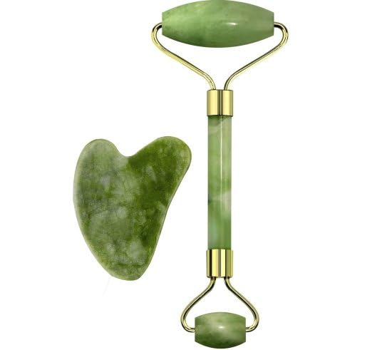 Marble Jade roller Face Massager Double Rollers Antiaging Face, Eye, Neck & Foot Massage Tool Stimulating Blood Flow (Green)-image-8