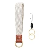 Fishent Stretchy Key Chain, Cute Keychain Wristlet, Woven Wrist Lanyard for Keys, Key Chains for Women Men Car Keys ID Badges Card Wallet Phone, Starlight
