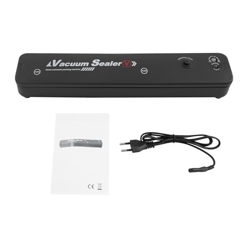Envasadora al vacío, 90 W, con cable de red, máquina de vacío para alimentos, soldadora de láminas para alimentos secos o húmedos, 37,3 x 8,5 x 7 cm, color negro