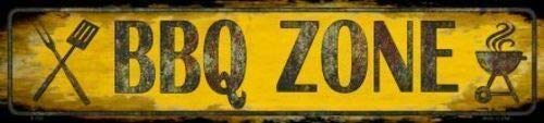 ZMKDLL BBQ Barbecue Zone Metal Street Sign 16" X 4" Cook Food Grill Home Wall Decor