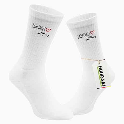 Huuraa Unisex Socken Zahnarzt mit Herz 42/46 White Baumwolle Tennissocken Geschenkidee