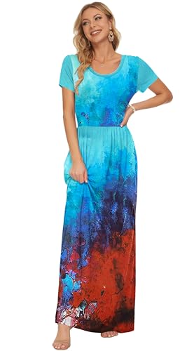 Image of AUSELILY Women's Classic Short Sleeve Loose Plain Casual Long Maxi Dresses for Women 2026