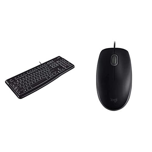K120 Tastiera Cablata Business Per Tasti éSilenziosi Anti Schizzi Barra Spaziatrice Curva Layout Italiano éQwerty & B110 Silent Mouse usb nero