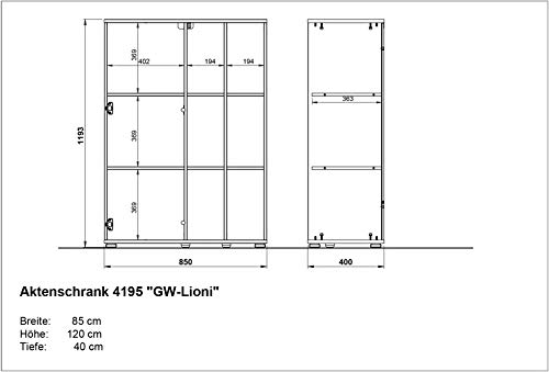 Germania Aktenschrank GW-Liono | In Weiss und Navarra Eiche | 85 x 120 x 40 cm - 4005949419506 Germania Aktenschrank GW-Liono | In Weiss und Navarra Eiche | 85 x 120 x 40 cm