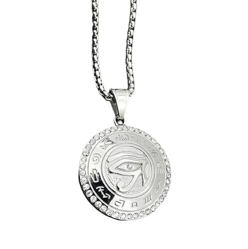 Pendentif Oeil de Ra argent 925 collier homme femme punk rock mystique