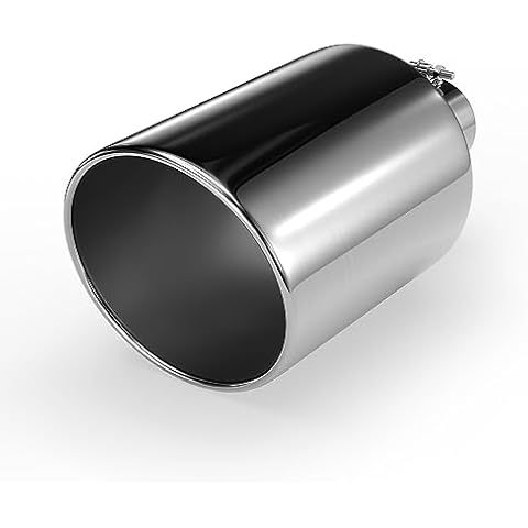 Richeer 4 to 10 inch Exhaust Tip,4" Inlet 10” Outlet 18” Overall Length Stainless Steel Exhaust Tip Surface Polished Finish Universal for Vehicles with 4" O.D. Exhaust Tailpipe, Rolled Edge, Bolt on Cover
