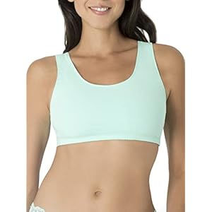 Fruit of the Loom womens Built Up Tank Style Sports Bra, Mint Chip/White/Grey Heather – 3 Pack, 36 US