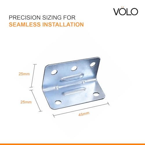 Image of Volo L Angle Bracket for Reinforcing Chairs /Tables - Shelf Bracket 25mmx25mm Zinc Plated, L Shape Bracket for Solid Shelf Support, Joint Right Corner Brace (1 x 1 Inch) (25mm (1 inch), 12)