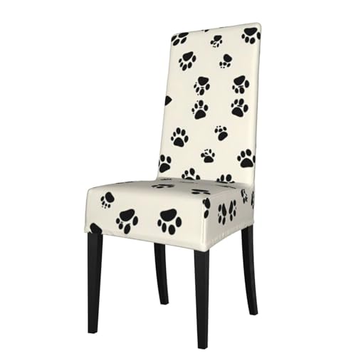 YYHHAOFA Fundas extraíbles para sillas de comedor con estampado de huellas de miau, suaves, cómodas, resistentes a las arrugas, no necesita planchado, elásticas para la mayoría de sillas sin
