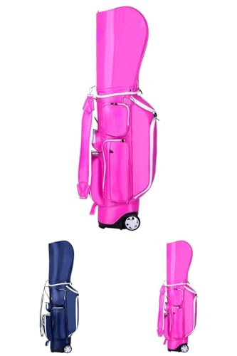 sandqvipaゴルフ キャディバッグ キャスター付き 車輪付きプーリー メンズ レディース クラブケース 練習用軽量 安定感大容量 ケーススポーツプーリー男女兼用 (ローズピンク)