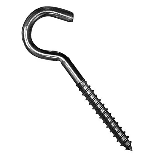 SS8 Screw in Wall, Ceiling Eye Cup Hooks Heavy Duty 60mm (Pack of 5) Large