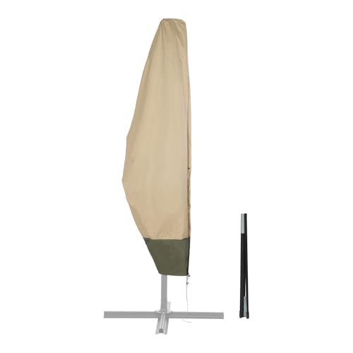 COWVIE Outdoor Umbrella Cover for 9ft to 12ft Patio Cantilever Umbrella and Parasol, Upgraded 600D UV-Resistant Umbrella Cover with Zipper and Rod for Patio Offset Umbrella