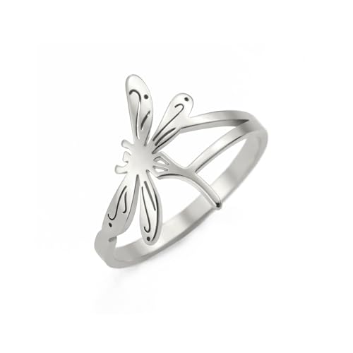 kkjoy Bague de Libellule en Acier Inoxydable Bagues d'Elfes Volants Adorables Insectes Bagues Eternelles Empilables Bague de Promesse Bijoux pour Femmes...