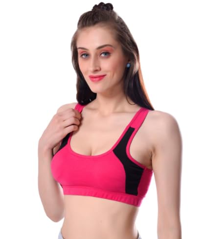 Image of High-Coverage Cotton Double Layered Premium Seamless Padded Wire Free Sports Bra Low Impact Workout & Activewear for Women & Girls (Pack of 1)