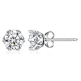 AIMADE Cubic Zirconia Stud Earrings for Women Men Girls Hypoallergenic 925 Sterling Silver AAA+ 1 Ca