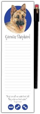 Wellspring Magnetic Refrigerator Note Pad with Pencil, Dog Breeds, German Shepherd
