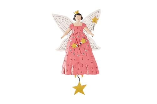 Enesco Allen Designs Fairy Princess Freya Wall Clock - Battery Operated Pendulum Analog Clock, Stone Resin Decorative Clocks for Walls Home Decor Kitchen Clocks, 11.5 Inch