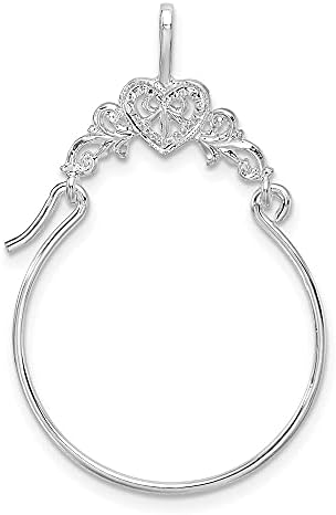 Auriga Fine Jewelry 925 Sterling Silver Heart with Scroll Charm Holder Pendant (Length-28.5mm) Gift for Women