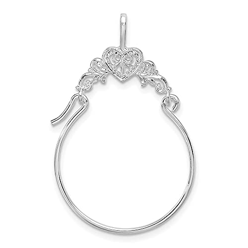 Auriga Fine Jewelry 925 Sterling Silver Heart With Scroll Charm Holder Pendant (Length-28.5Mm) Gift For Women #TOP3