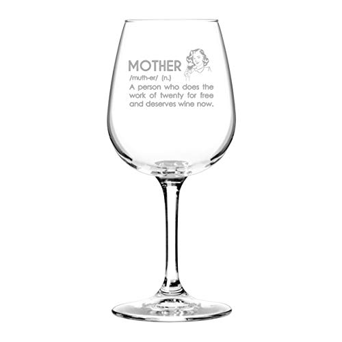 Mother Definition Funny Mom Wine Glass Gifts For Women- Premium Birthday Gift For Her, Best Friend- Unique Present Idea #TOP3