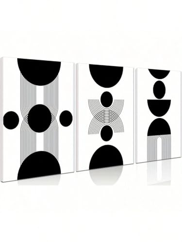 Toile murale noire et blanche TONGYINLI triptyque abstrait 50x75 cm