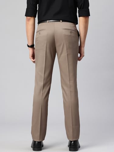 Image of Majestic Man Men's Slim Fit Solid Formal Trousers | Button and Zip | Side, Back Pockets | Italian Design | Office Wear /Executive Wear /Corporate Events /Business Meetings /Suit Pants