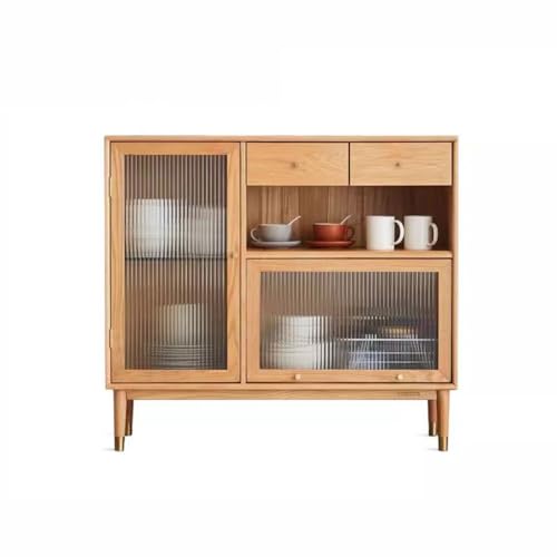 YHdtUO Sideboard Drinks Cabinet All Solid Wood Sideboard Living Room Oak Wall Storage Cabinet Small Apartment Home Restaurant Kitchen Tea Cabinet Sideboards for Livin