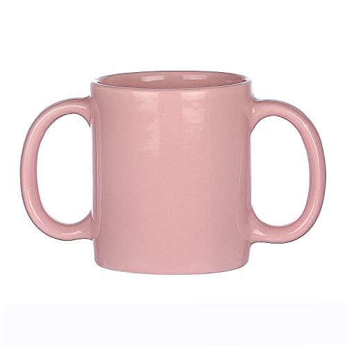 HealthGoodsin - Taza de cerámica con dos asas para ayudar a los temblores | Taza de doble asa sin BPA para un agarre seguro | 11.83 onzas líquidas Oz. (350 ml), Rosado