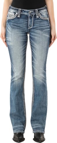 Rock Revival - Womens Devorah B200R Boot-Cut Jeans, Color Medium Blue, Size: 27W x 32L
