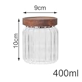 YöL Pack of 3 400ml Glass Storage Container Wooden Lid With Silicone Seal Modern Ribbed Finish - Dry Food Storage Jar Tea Coffee Sugar Flour Oats Pasta Cereal Kitchen - Image 5