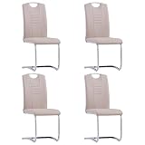 vidaXL 4X Freischwinger Schwingstuhl Esszimmerstuhl Stuhl Stühle Polsterstuhl Hochlehner Küchenstuhl Esszimmerstühle Cappuccino-Braun Kunstleder