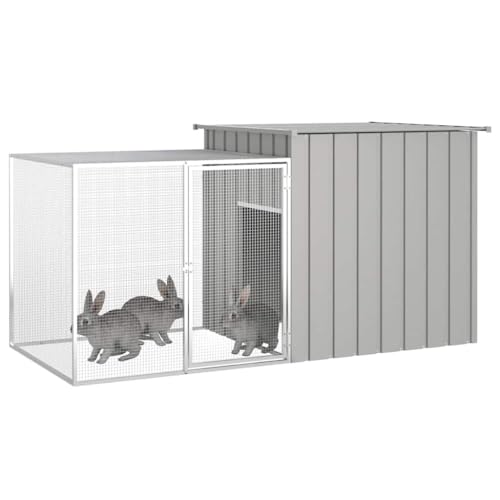 Clapier lapin grande taille en acier galvanisé durable et design gris - 3